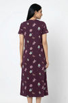 Zivame Farm Lore Knit Cotton Mid Length Nightdress - Plum Purple — thumbnail 2